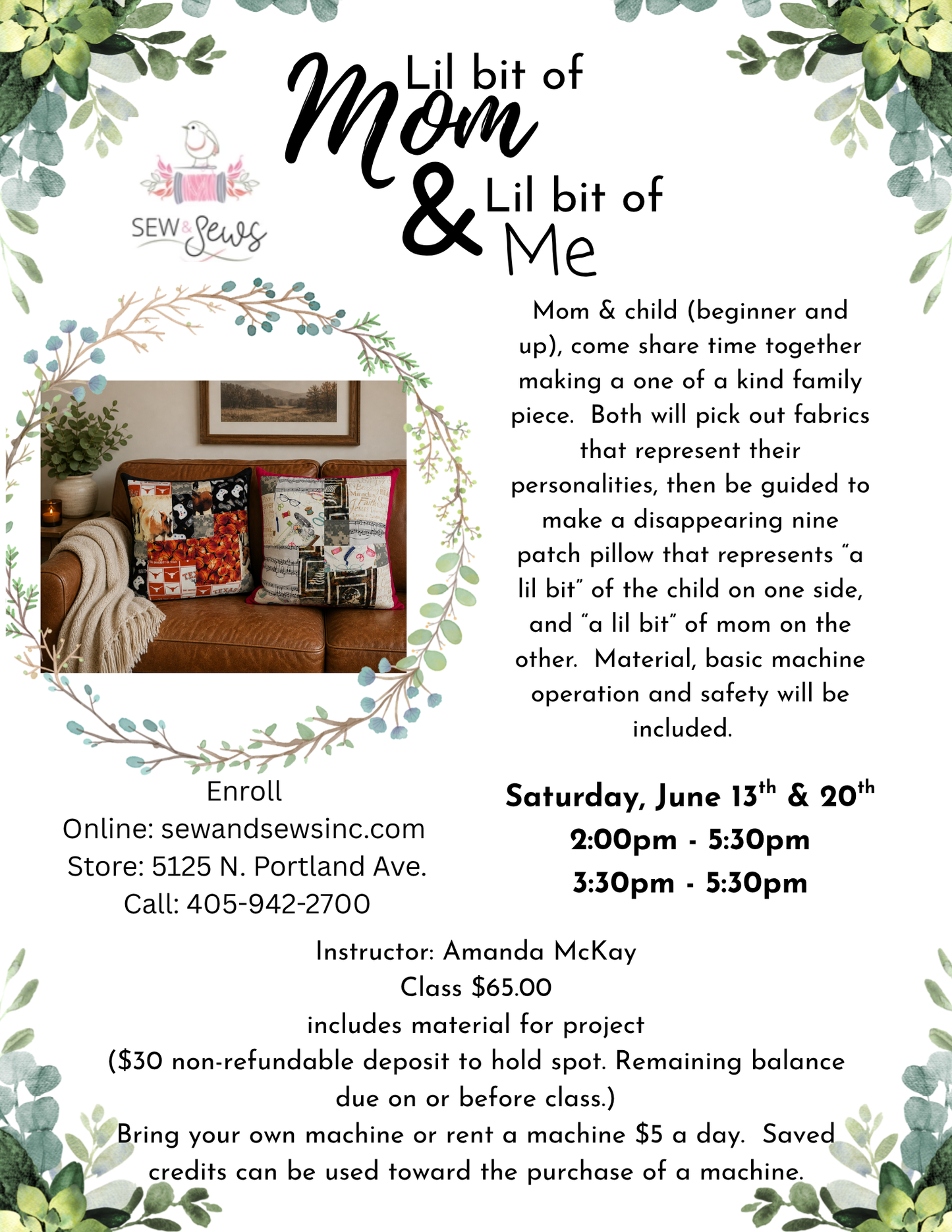 Mom & Me Class | Class 2 of 2 | Saturday, Jun 20, 2026 | 3:30pm-5:30pm