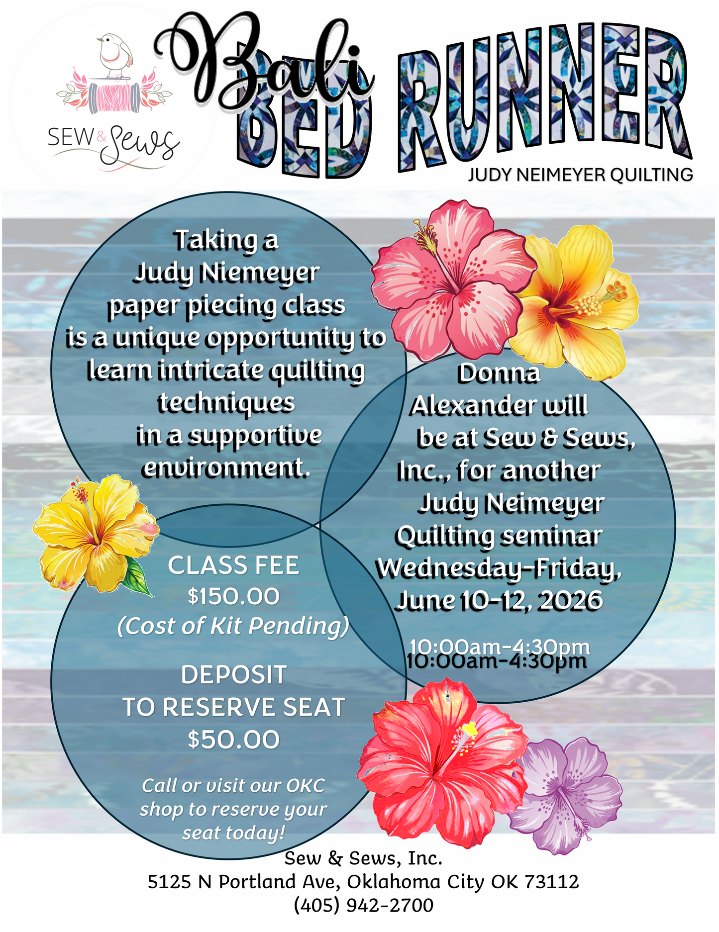 Judy Neimeyer's Bali Bed Runner with Donna | 3-Day Workshop | Wed-Fri, Jun 10-12, 2026 | Begins at 10:00 am