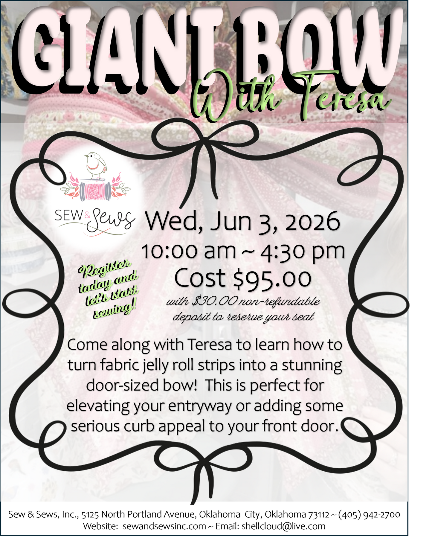 Giant Bow Class with Teresa | Class 1 of 1 | Wednesday, Jun 3, 2026 | 10:00am-4:30pm