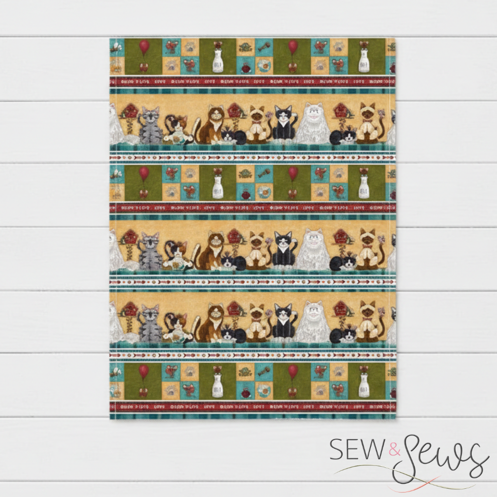 Henry Glass & Company The Whole Country Caboodle Live Love Meow Panel by Leanne Anderson