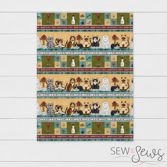 Henry Glass & Company The Whole Country Caboodle Live Love Meow Panel by Leanne Anderson