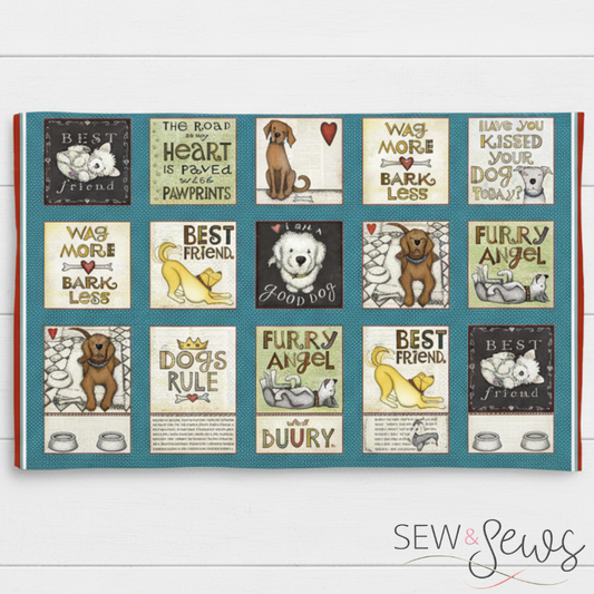 Henry Glass & Company All You Need is Love and a Dog Block Panel by Beth Logan