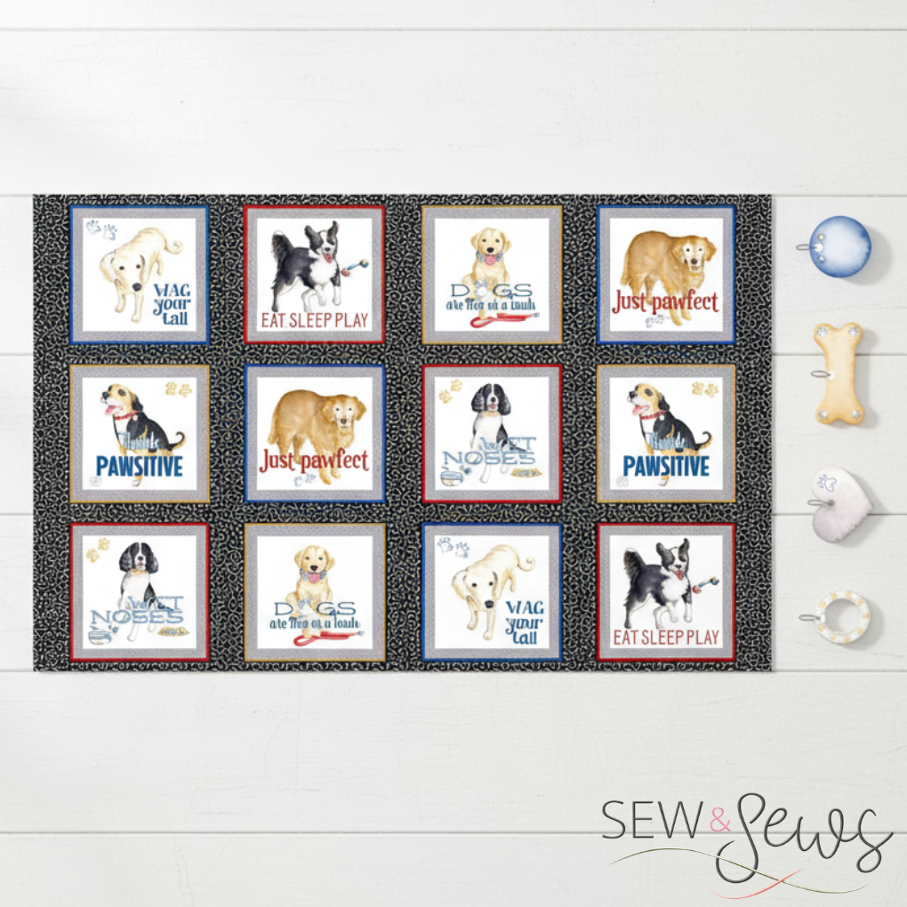 Benartex Fabrics Think Pawsitive Block Panel by Andi Metz for Kanvas Studios